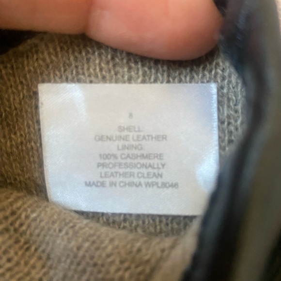 Women’s Long Black Leather Gloves Cashmere Lined Flawed Size 8 - Picture 4 of 7